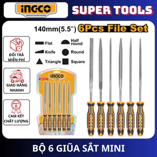 ĐỒ NGHỀ INGCO Bộ 6 giũa sắt (140mm) HKTF63
