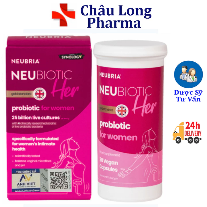 Men Vi Sinh P.K Neubria Neubiotic Her - Bổ Sung Lợi Khuẩn, Ngừa Nấm Ngứa P.K - Hộp 30 viên
