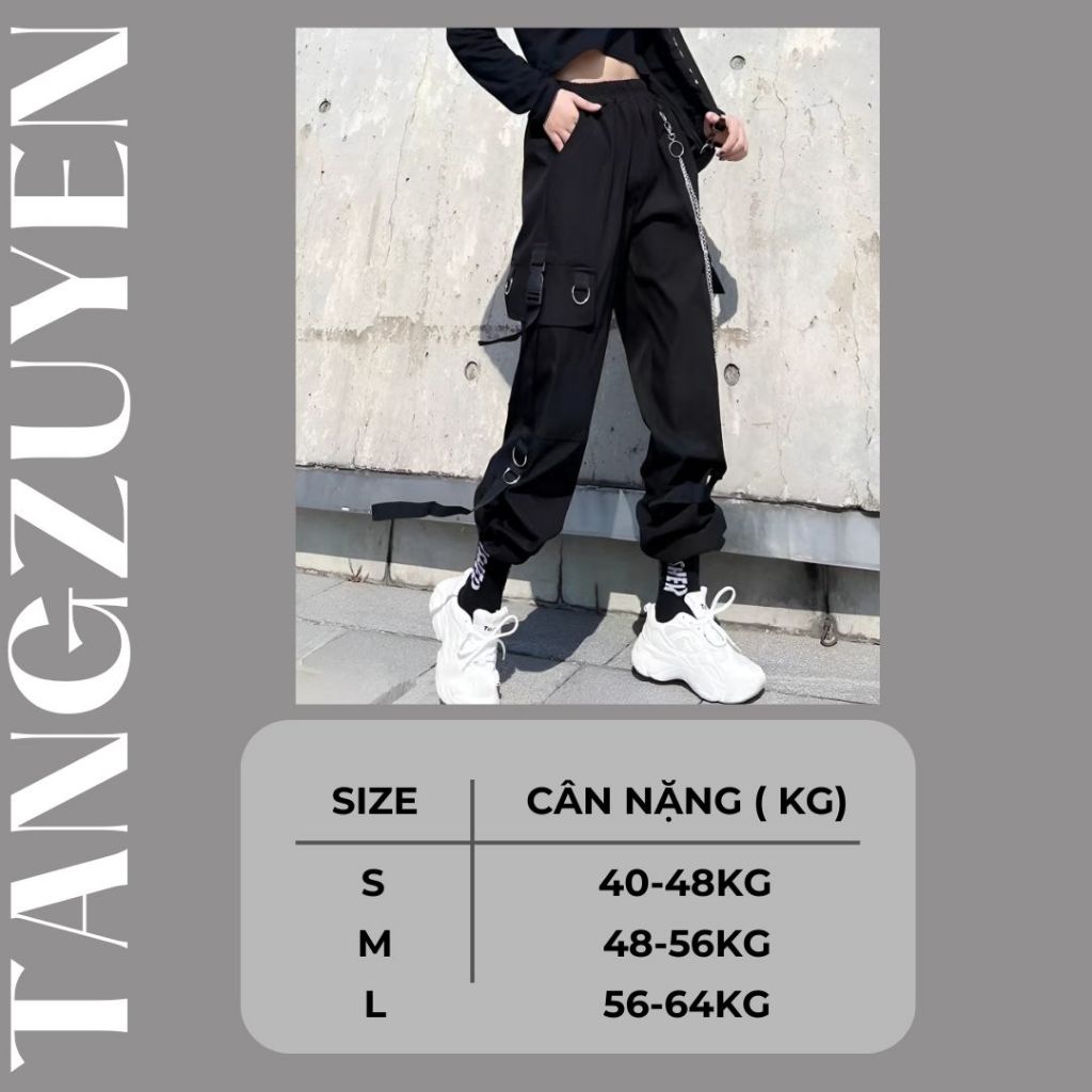 Quần kaki jogger túi hộp kèm dây xích siêu ngầu Q041 quần hiphop Unisex nam nữ