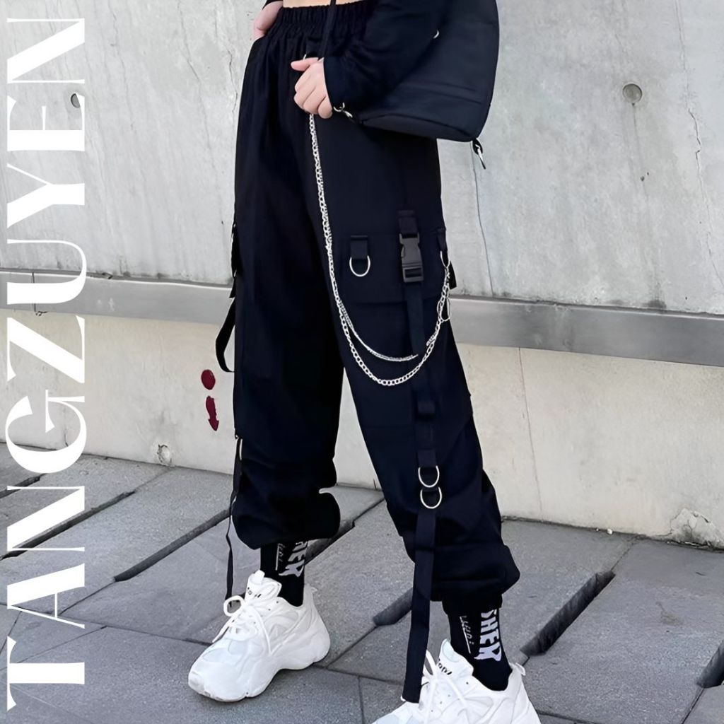 Quần kaki jogger túi hộp kèm dây xích siêu ngầu Q041 quần hiphop Unisex nam nữ