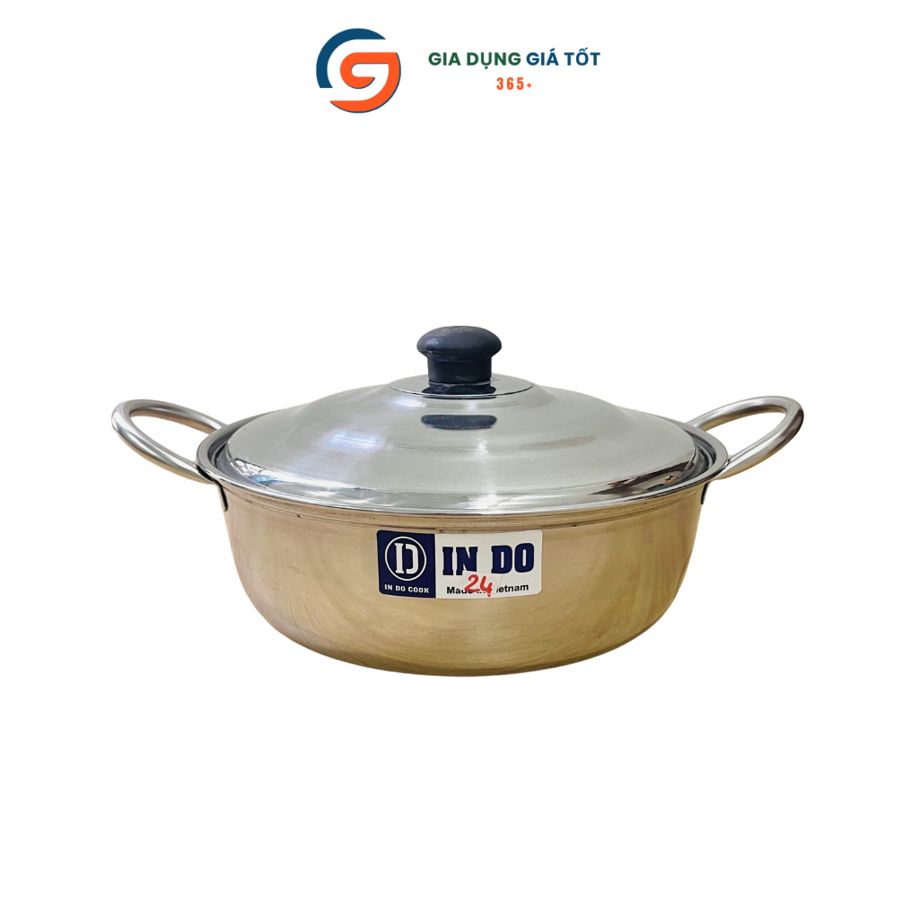 Nồi lẩu inox IN DO hàng dày, nồi lẩu đa năng dùng cho bếp từ, bếp gas