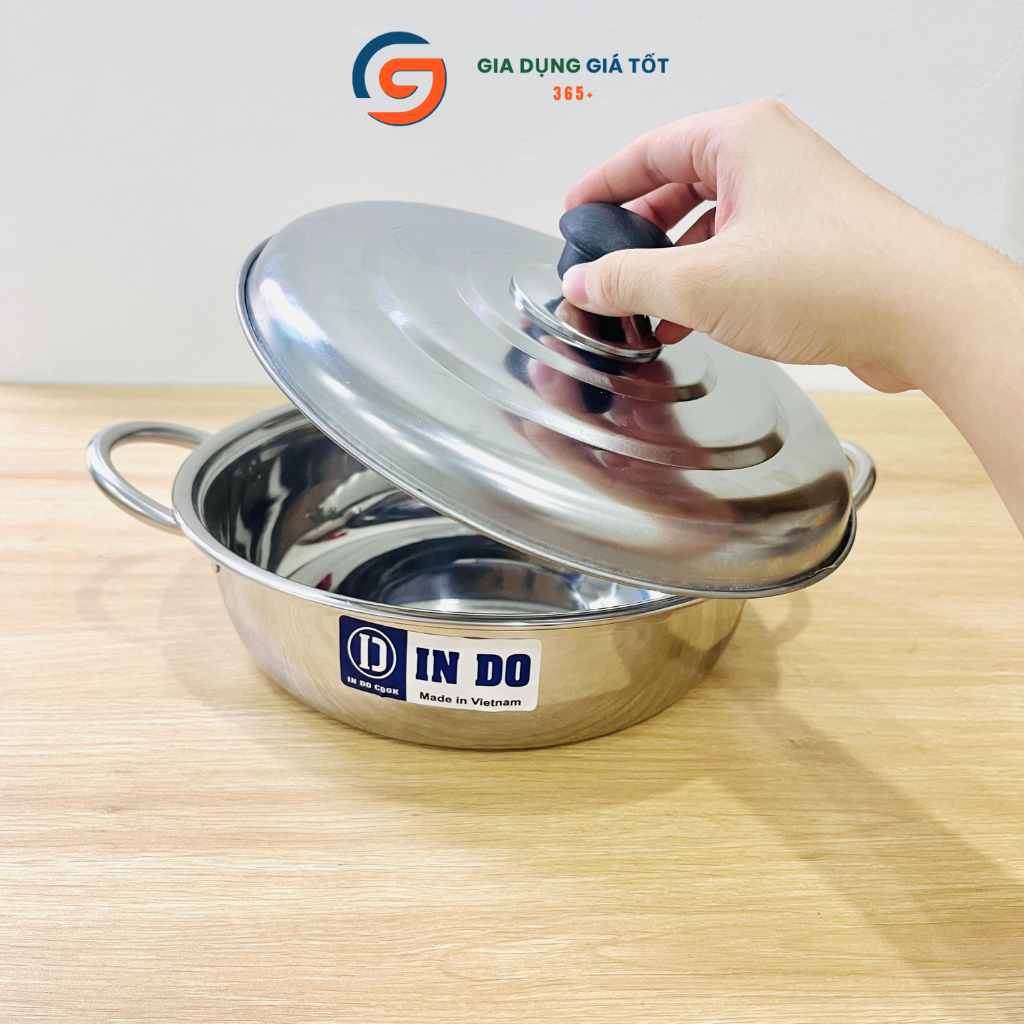 Nồi lẩu inox IN DO hàng dày, nồi lẩu đa năng dùng cho bếp từ, bếp gas