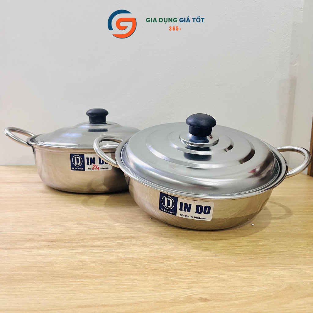 Nồi lẩu inox IN DO hàng dày, nồi lẩu đa năng dùng cho bếp từ, bếp gas