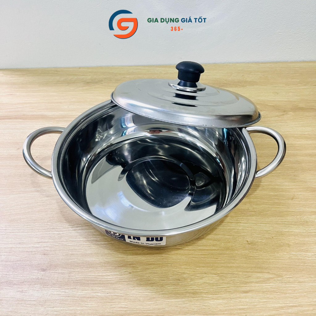 Nồi lẩu inox IN DO hàng dày, nồi lẩu đa năng dùng cho bếp từ, bếp gas