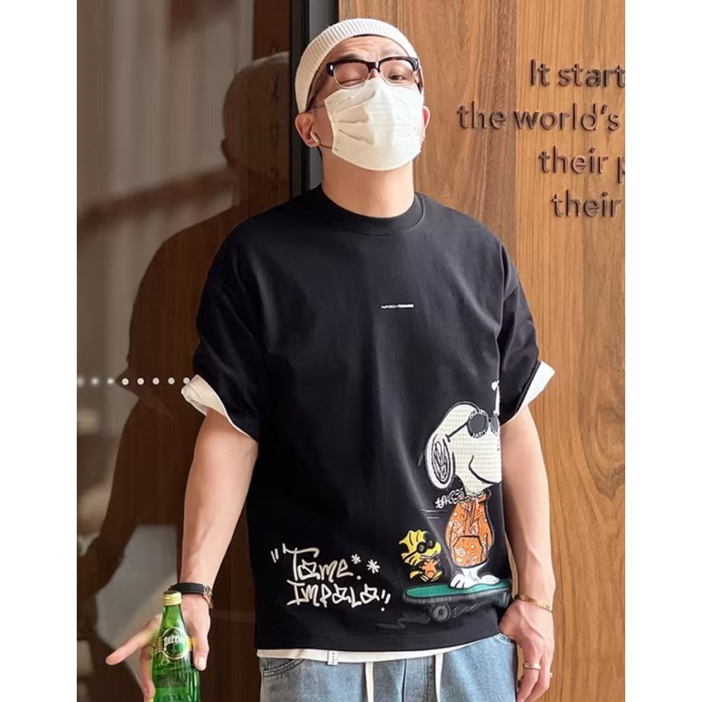 Áo Thun Snoopy Form Rộng Unisex Nam Nữ Chất Vải Cotton Dày Dặn