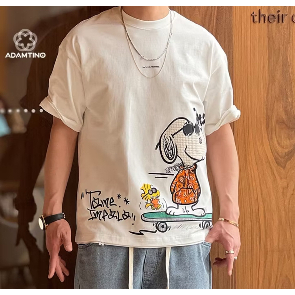 Áo Thun Snoopy Form Rộng Unisex Nam Nữ Chất Vải Cotton Dày Dặn