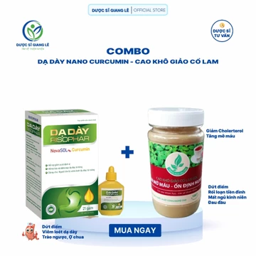 [COMBO] Dạ Dày Nano Curcumin, Cao Khô Giảo Cổ Lam duocsy_giangle Trào Ngược Dạ Dày; Giảm Mỡ Máu, Ổn Định Huyết Áp