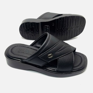Dép Da Nam Quai Bản IGU_M722,Dép Trung Niên Đế Nâng 5CM Cao Cấp.