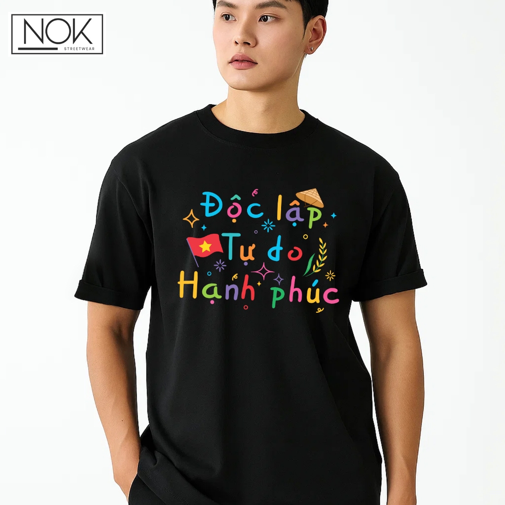 Áo thun local brand Độc Lập Tự Do Hạnh Phúc thiết kế tươi vui năng động form rộng unisex NOK-N057