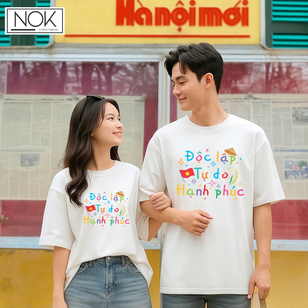 Áo thun local brand Độc Lập Tự Do Hạnh Phúc thiết kế tươi vui năng động form rộng unisex NOK-N057