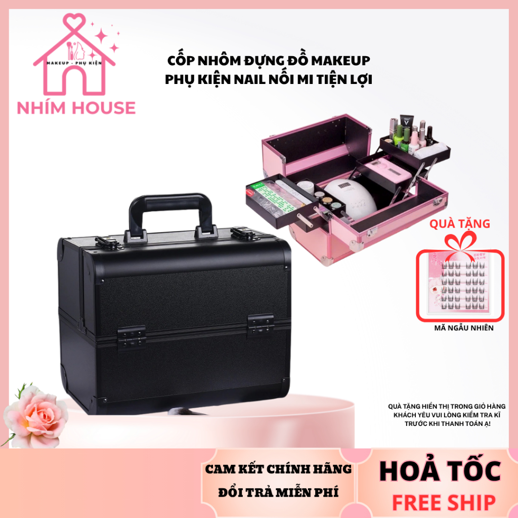 Cốp mỹ phẩm nhôm đựng phụ kiện nail, nối mi đồ makeup tiện lợi | NHÍM HOUSE