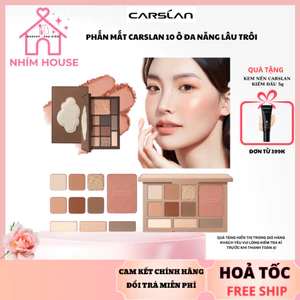CARSLAN Phấn Mắt 10 Màu tiện lợi kèm Phấn Má Hồng Bắt Sáng Tạo Khối 12g | NHÍM HOUSE