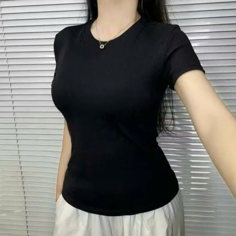 [ RẺ VÔ ĐỊCH] Áo Thun Nữ Croptop Babytee Cổ Tròn Tay Ngắn- Chất Gân Tăm Lạnh Cao Cấp Co Giãn Mát, Ôm Tôn Basic Dễ Phối