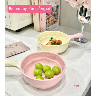 Bát dẹt có tay cầm bằng sứ màu pastel siêu  xinh 🌸🌸🌸