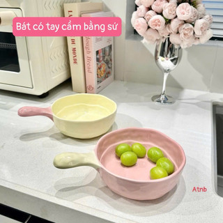 Bát dẹt có tay cầm bằng sứ màu pastel siêu  xinh 🌸🌸🌸