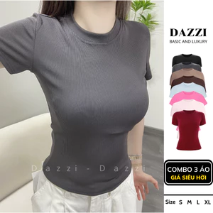 Áo Thun Nữ Croptop Babytee Cổ Tròn Tay Ngắn- Chất Gân Tăm Lạnh Cao Cấp Co Giãn Mát, Ôm Tôn Basic Dễ Phối