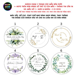 In theo yêu cầu 30 Tag/ Thẻ treo Hộp Quà - Wedding Tag - In 1 mặt 3.8cm- Tặng dây treo - ColorBoom