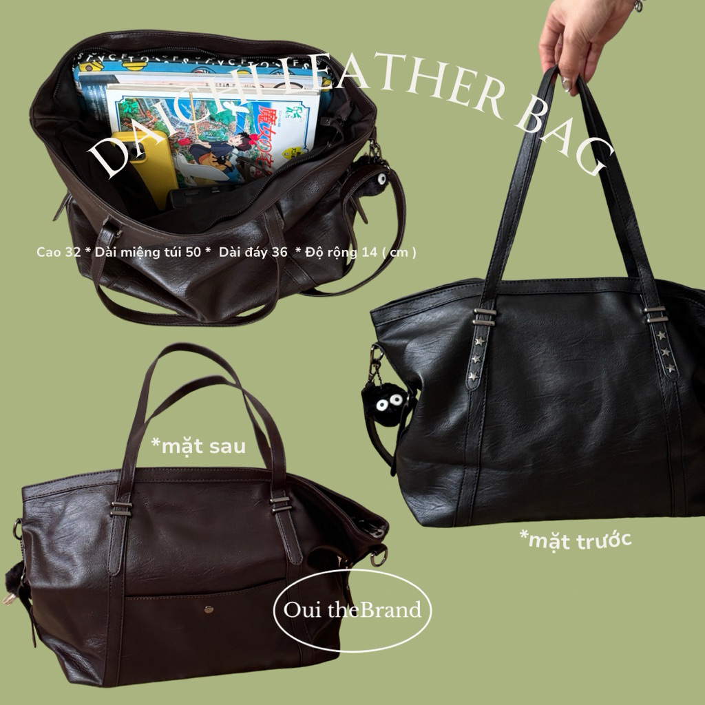 [ Tặng 𝗦𝘂𝘀𝘂𝘄𝗮𝘁𝗮𝗿𝗶 ] 𝗗𝗮𝗶𝗰𝗵𝗶 だいち 𝗧𝗼𝘁𝗲 𝗕𝗮𝗴 - Túi Tote Da Cỡ Lớn DAICHI ( Ouithebrand ) | BigBuy360 - bigbuy360.vn