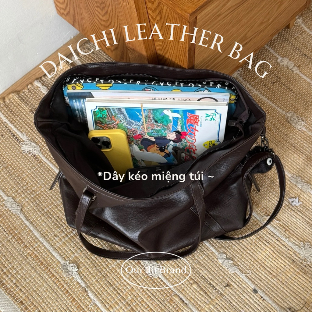 [ Tặng 𝗦𝘂𝘀𝘂𝘄𝗮𝘁𝗮𝗿𝗶 ] 𝗗𝗮𝗶𝗰𝗵𝗶 だいち 𝗧𝗼𝘁𝗲 𝗕𝗮𝗴 - Túi Tote Da Cỡ Lớn DAICHI ( Ouithebrand ) | BigBuy360 - bigbuy360.vn