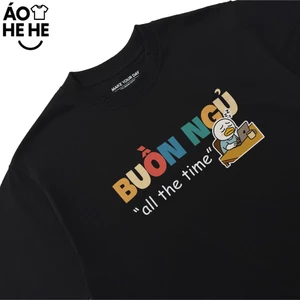 Áo Thun In Chữ Hài Hước Buồn Ngủ All The Time Câu Nói Text Hài Văn Phòng Công Sở Nam Nữ Form Rộng Cotton 250gsm