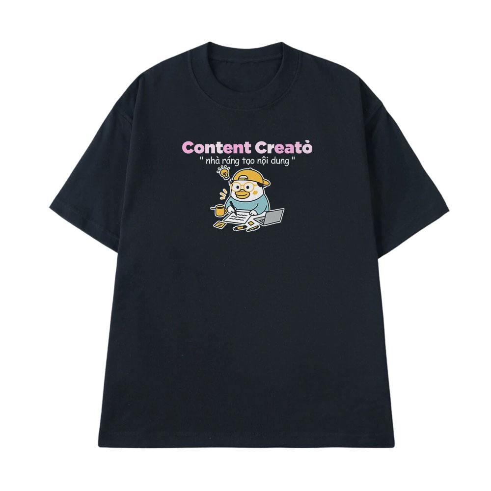 Áo Thun Hài Hước Nhà Ráng Tạo Nội Dung Contentcreator Câu Nói Text Hài MemeForm Rộng Nam Nữ Cotton 250gsm