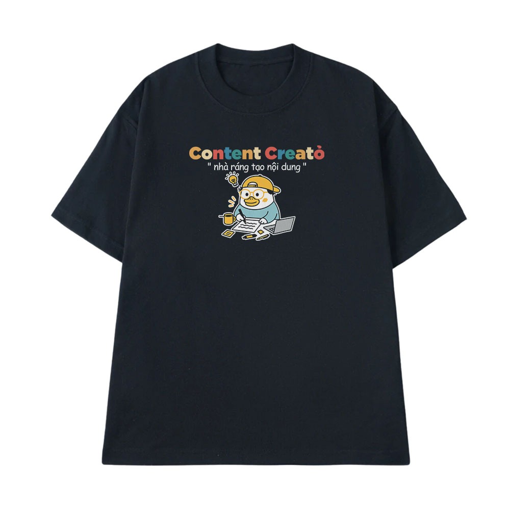 Áo Thun Hài Hước Nhà Ráng Tạo Nội Dung Contentcreator Câu Nói Text Hài MemeForm Rộng Nam Nữ Cotton 250gsm