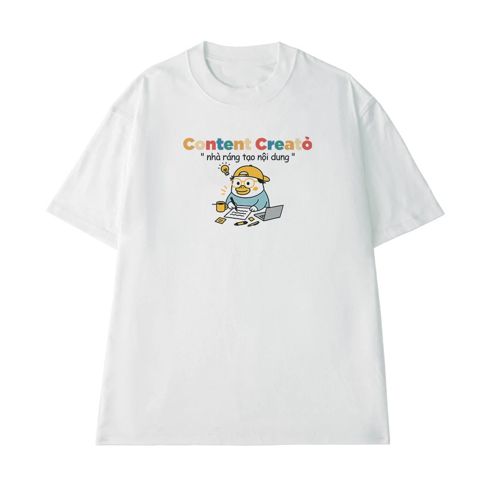Áo Thun Hài Hước Nhà Ráng Tạo Nội Dung Contentcreator Câu Nói Text Hài MemeForm Rộng Nam Nữ Cotton 250gsm
