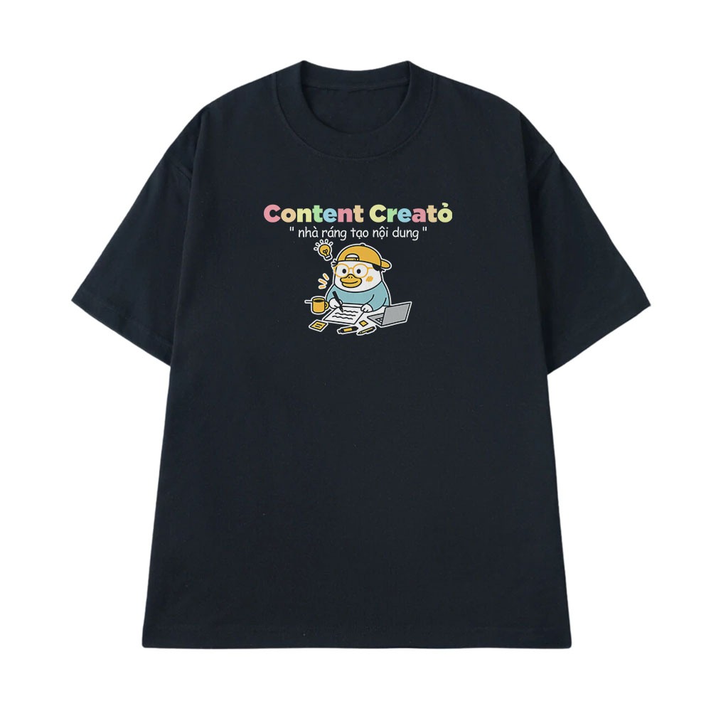 Áo Thun Hài Hước Nhà Ráng Tạo Nội Dung Contentcreator Câu Nói Text Hài MemeForm Rộng Nam Nữ Cotton 250gsm