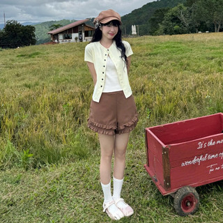 NAVIE -  ( MUA 1 KÈM 1 DÂY NƠ ) Quần short ngắn AMY line phối bèo 2 lớp thời trang nữ