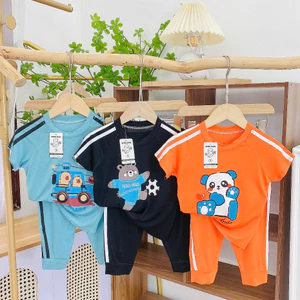 Bộ Áo Cộc Quần Dài Cho Bé từ 7 - 16kg, vải thun lạnh mỏng nhẹ, mầm mát, co giãn tốt - D11