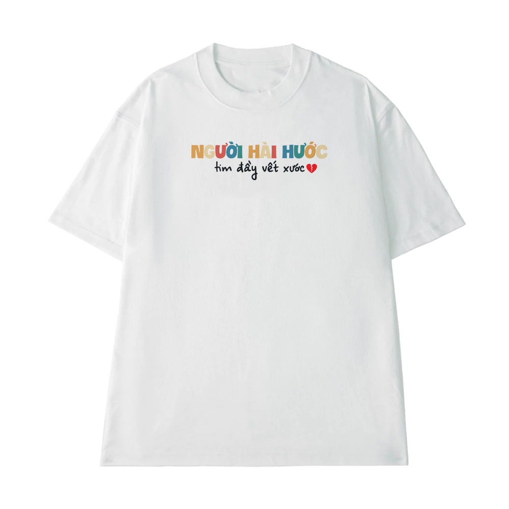 Áo Thun In Chữ Người Hài Hước Tim Đầy Vết Xướt Câu Nói Text Hài Love Meme Nam Nữ Form Rộng Cotton 250gsm