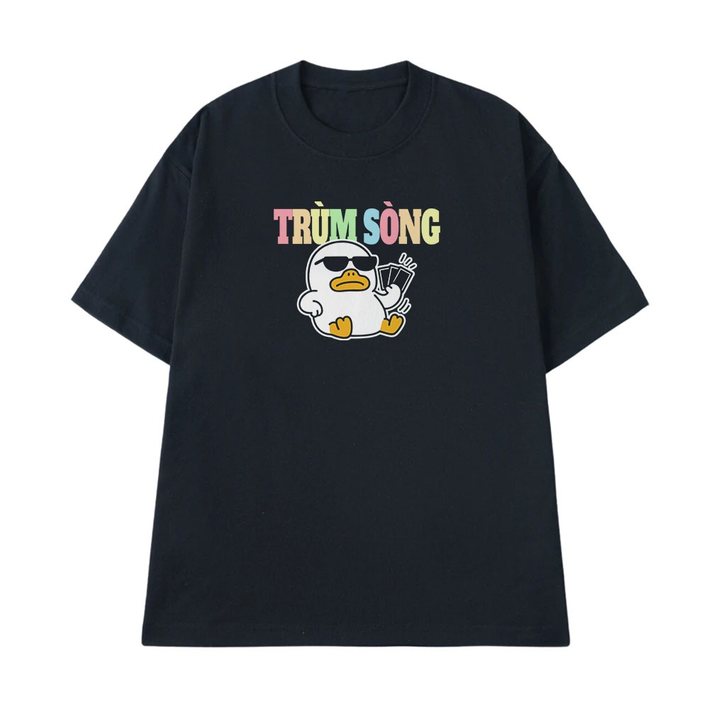 Áo Thun In Chữ Hài Hước Trùm Sòng Đỏ Đen Câu Nói Text Hài Trendy Meme Nam Nữ Form Rộng Cotton 250gsm