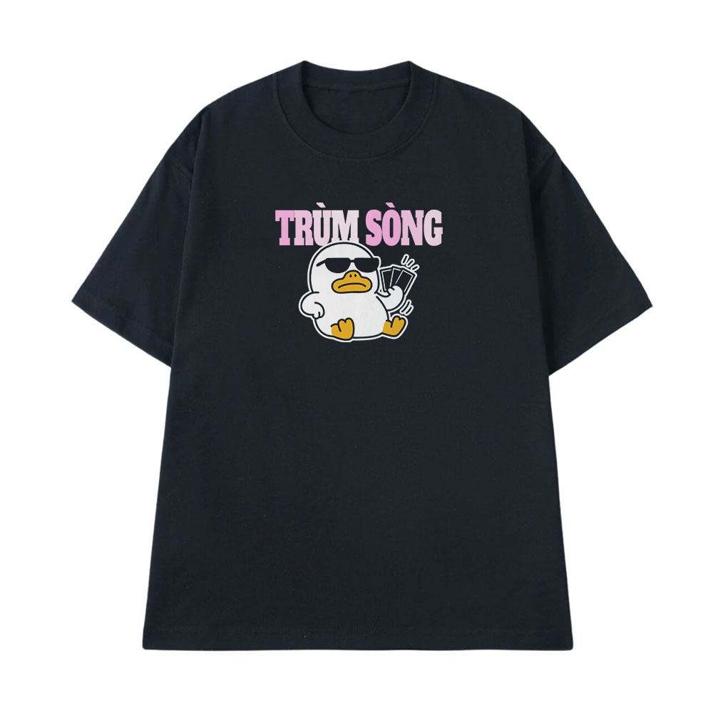 Áo Thun In Chữ Hài Hước Trùm Sòng Đỏ Đen Câu Nói Text Hài Trendy Meme Nam Nữ Form Rộng Cotton 250gsm