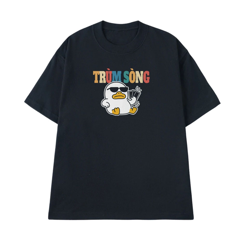 Áo Thun In Chữ Hài Hước Trùm Sòng Đỏ Đen Câu Nói Text Hài Trendy Meme Nam Nữ Form Rộng Cotton 250gsm