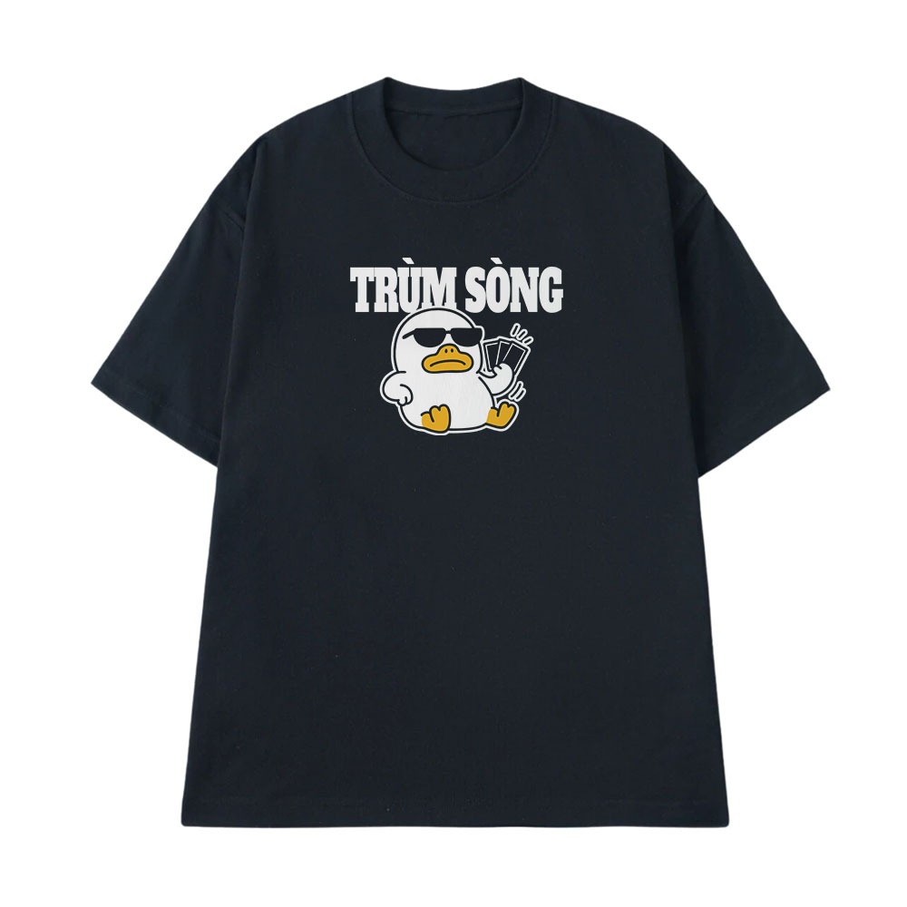 Áo Thun In Chữ Hài Hước Trùm Sòng Đỏ Đen Câu Nói Text Hài Trendy Meme Nam Nữ Form Rộng Cotton 250gsm