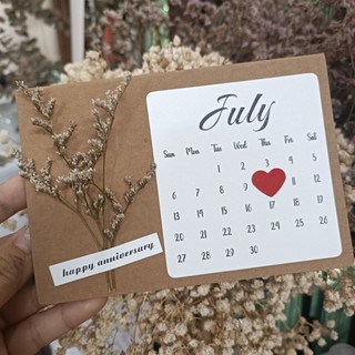 Thiệp Sinh Nhật đánh dấu ngày tháng, đánh dấu ngày kỉ niệm, thiệp Hoa Khô Gắn Lịch 12 Tháng QNshop Handmade
