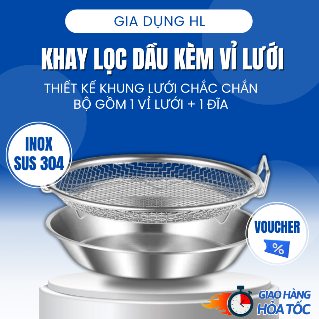 Bộ Vỉ Lưới Lọc Dầu Tiện Dụng Chất Liệu INOX 304 Cao Cấp, Dụng Cụ Đựng Thực Phẩm Lọc Dầu