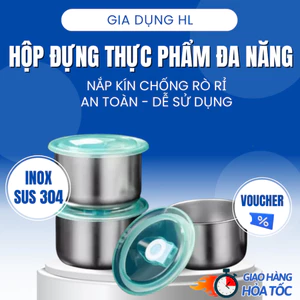 Set 5 hộp đựng đồ ăn để tủ lạnh bằng inox ngăn mùi,có nắp kín dễ dàng bảo quản tiện lợi cho mọi nhà