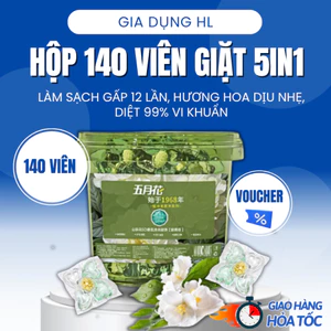 Hộp 140 viên giặt 5IN1 khử khuẩn 99% hương hoa dịu nhẹ, Viên giặt xả thơm làm mềm quần áo