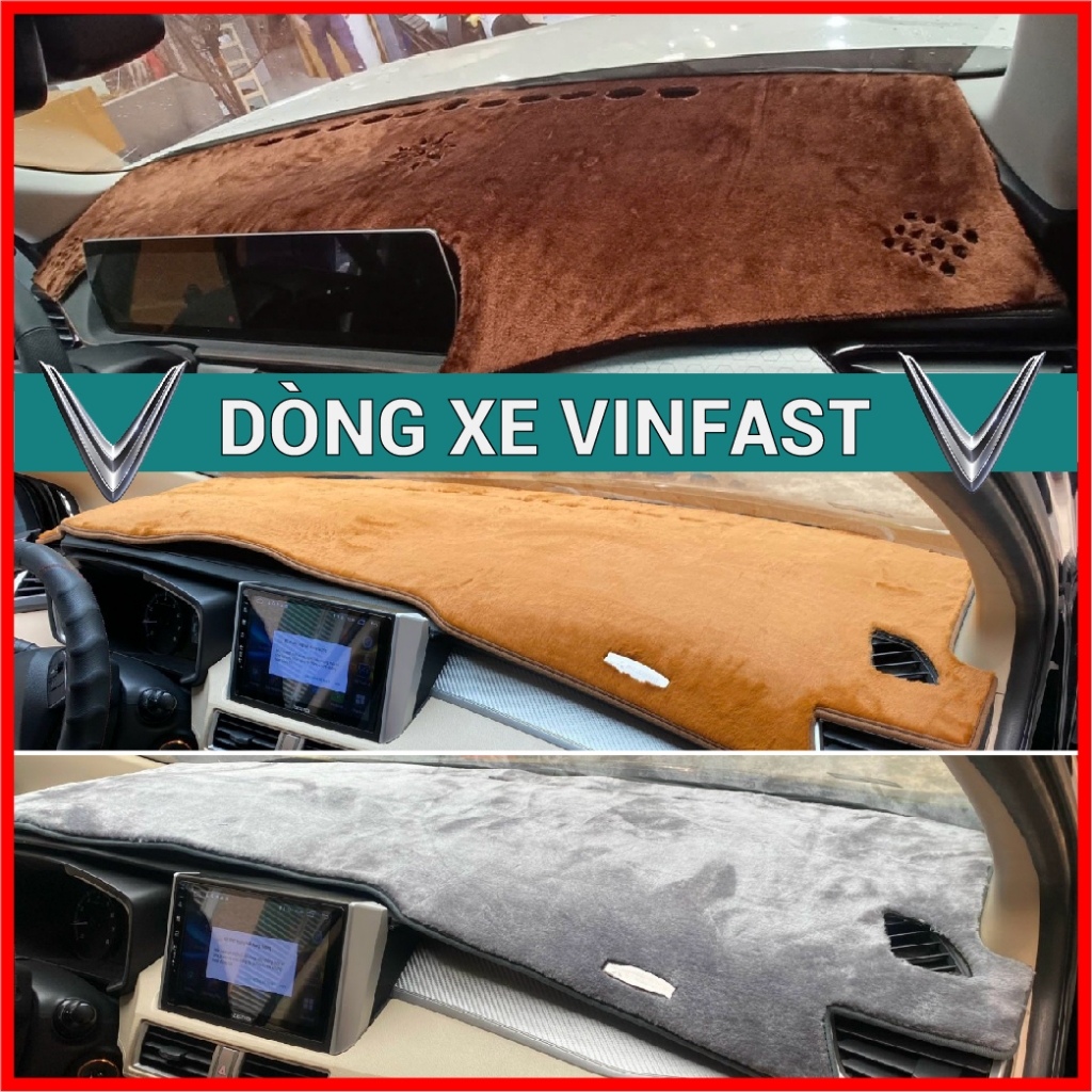 Thảm Taplo nhung lông cừu xe VINFAST VF3, FADIL, LUX A, LUX SA, VF9, VF5, VF8, VFe34, VF9, VF6 Chống Nắng Chuẩn Form