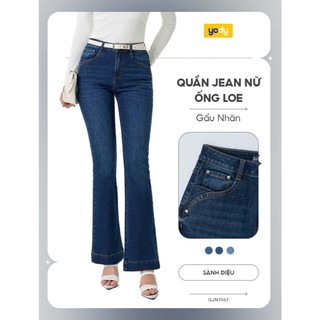 Quần jean nữ ống loe gấu nhăn YODY co giãn nhẹ siêu tôn dáng QJN7067