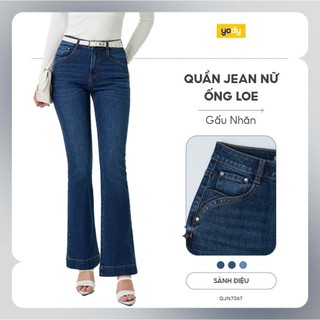 Quần jean nữ ống loe gấu nhăn YODY co giãn nhẹ siêu tôn dáng QJN7067