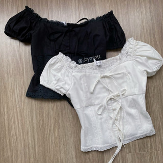YONA TOP | Áo linen cột nơ, viền ren phối nút phong cách tiểu thư, nữ tính | ByMintt