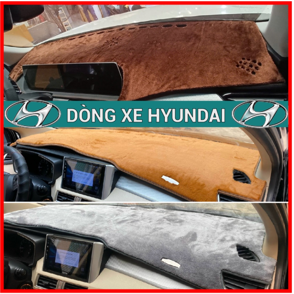 Thảm Taplo nhung lông cừu xe HYUNDAI ACCENT, CRETA, ELANTRA, KONA, SANTAFE, i10, SONATA, STARGAZER, TUCSON Chuẩn Form
