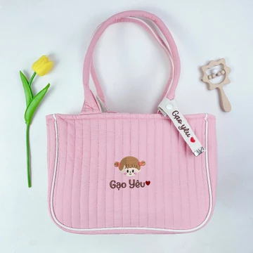(Thêu Tên) Túi bỉm sữa cao cấp thêu tên theo yêu cầu, túi style Hàn Quốc, túi cho mẹ, túi bỉm sữa vải chần bông cao cấp