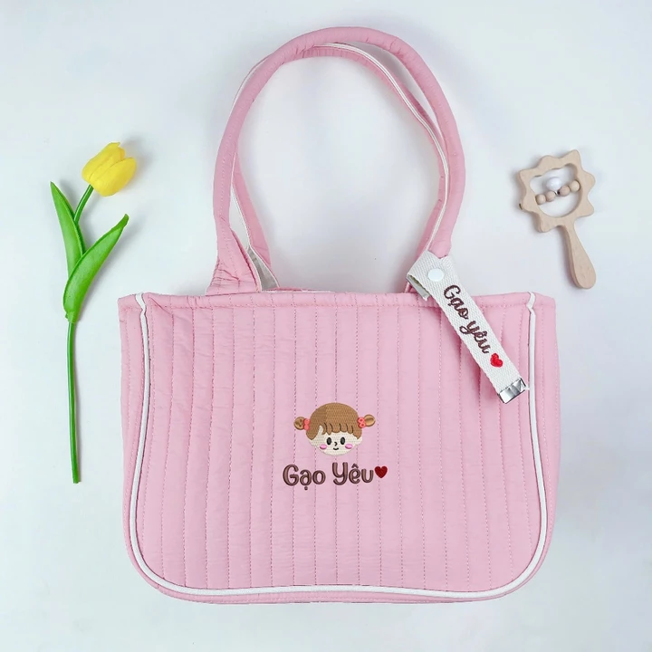 (Thêu Tên) Túi bỉm sữa cao cấp thêu tên theo yêu cầu, túi style Hàn Quốc, túi cho mẹ, túi bỉm sữa vải chần bông cao cấp