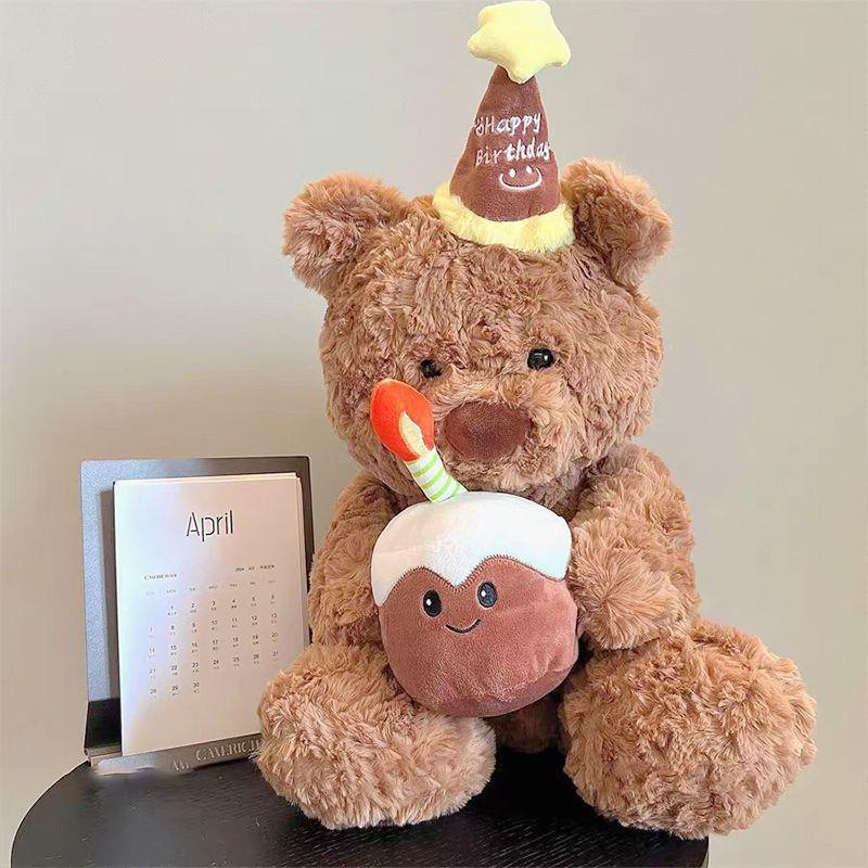 Gấu Bông Sinh Nhật Teddy Đội Mũ Happy Birthday Ôm Bánh Quà Tặng Sinh Nhật Ý Nghĩa Cho Mọi Người, Bobesu
