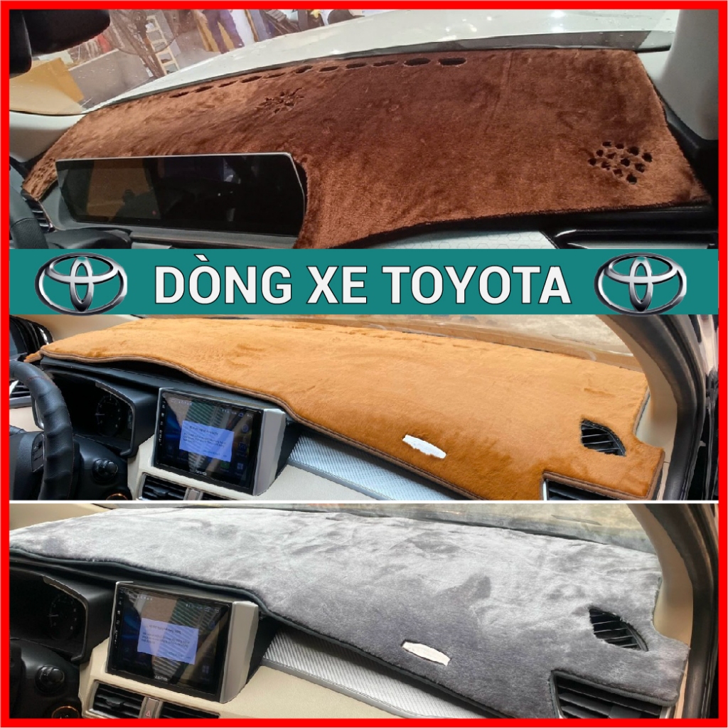 Thảm Taplo nhung lông cừu xe TOYOTA ALTIS, INNOVA, CAMRY, FORTUNER, VIOS, WIGO, YARIS, RUSH, AVANZA. Chuẩn Form