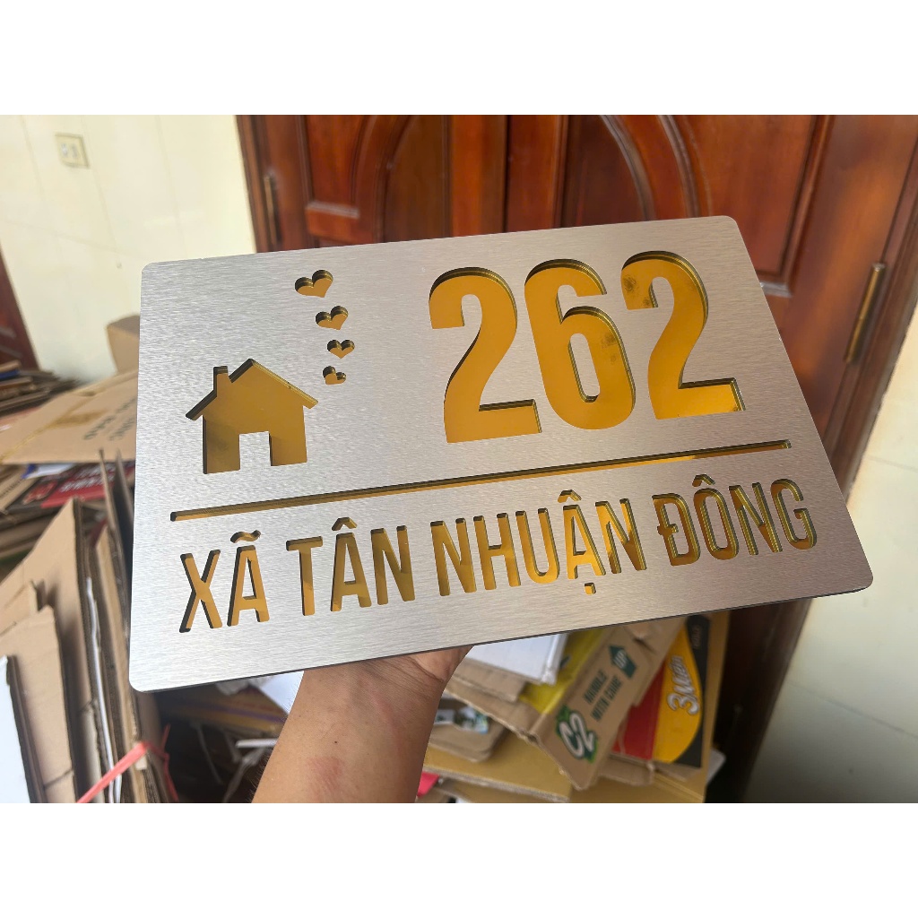BẢNG, BIỂN SỐ NHÀ. Alcorest + Mica XƯỚC BẠC + VÀNG GƯƠNG
