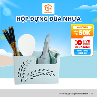 Hộp đựng đũa nhựa 0765 có rãnh thoát nước cao cấp tiện dụng cho nhà bếp CamCamHome